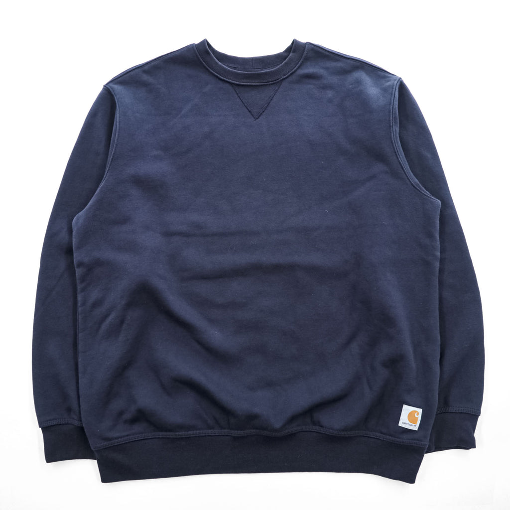 carhartt クルーネック 前V スウェット トレーナー L ネイビー 裏起毛 LOOSE FIT TS0124-M