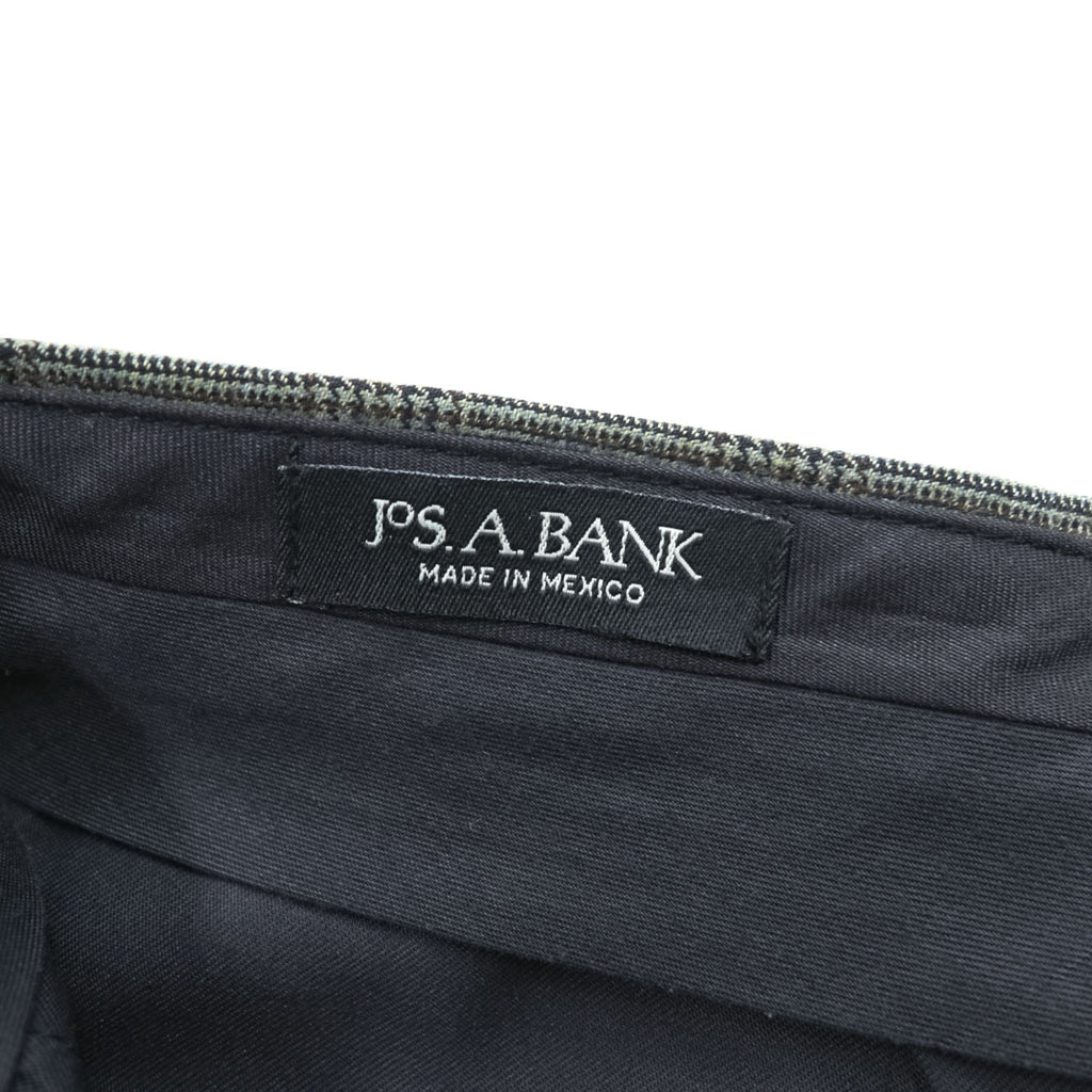JOS.A.BANK グレンチェック ワイド 2タック スラックス パンツ L グレー プリーツ ダブルカフス サスペンダーボタン