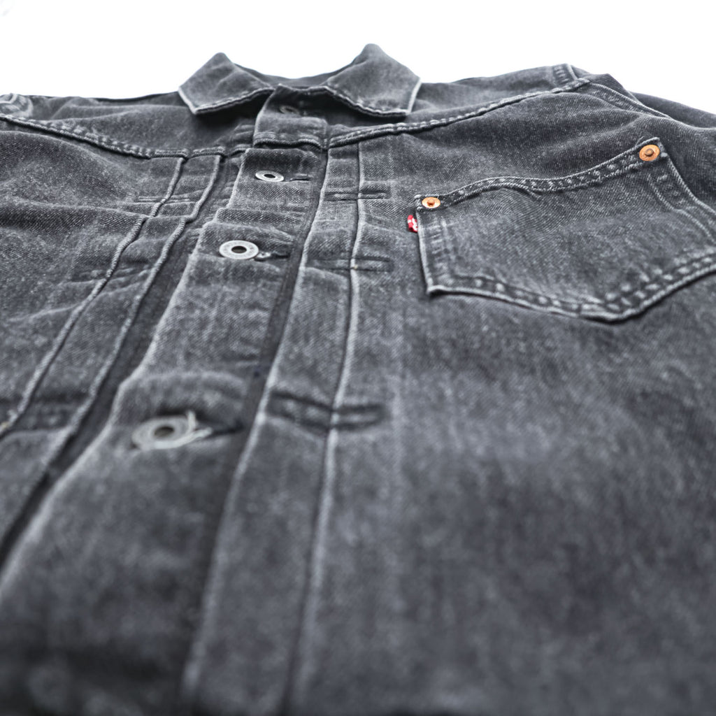 Levi's 大戦モデル 1st タイプ ビッグE デニム トラッカージャケット Gジャン S ブラック TYPE 1 短丈 ビッグサイズ シンチバック ダブルプリーツ PREMIUM A3174-0000