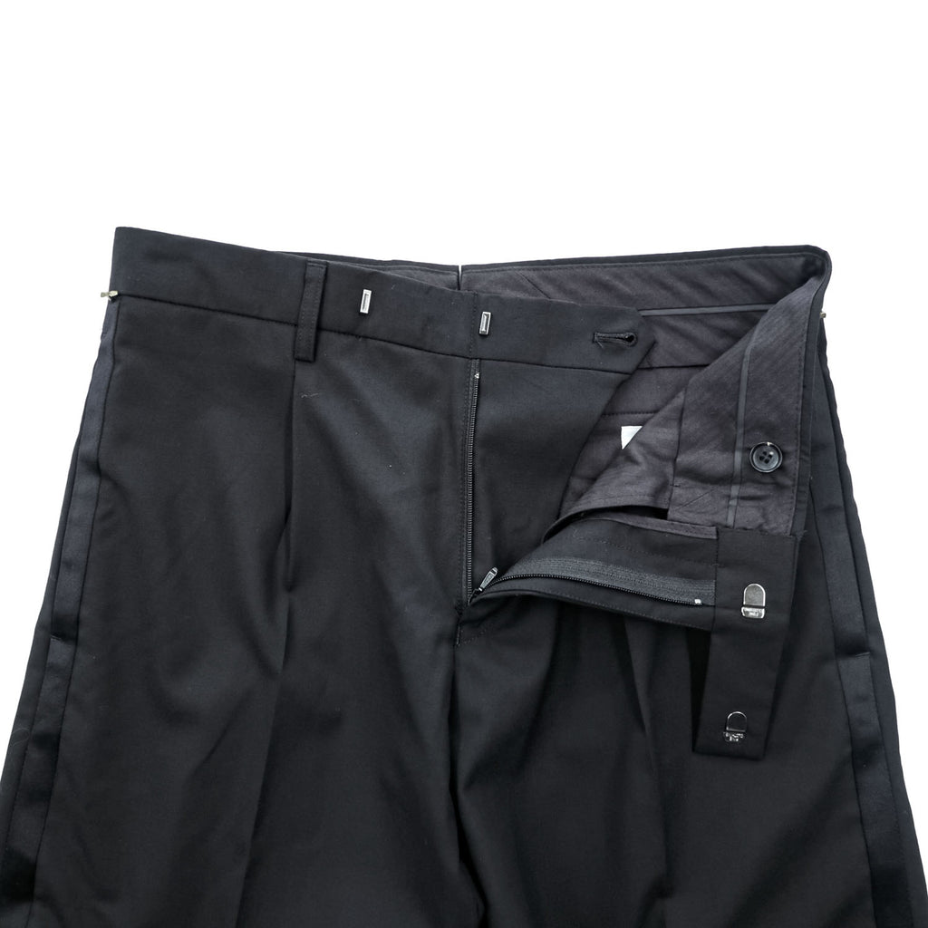 THE RERACS 日本製 タキシードパンツ ワイドスラックス S ブラック サイドライン STUDIOUS取扱い