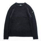 Schott NYC コットン リブニット ラグラン セーター M ブラック GANGSTAR 3