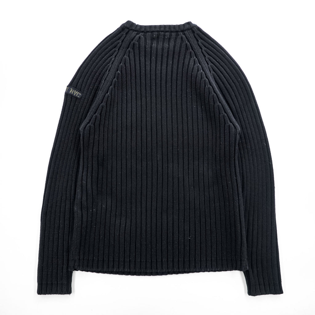 Schott NYC コットン リブニット ラグラン セーター M ブラック GANGSTAR 3