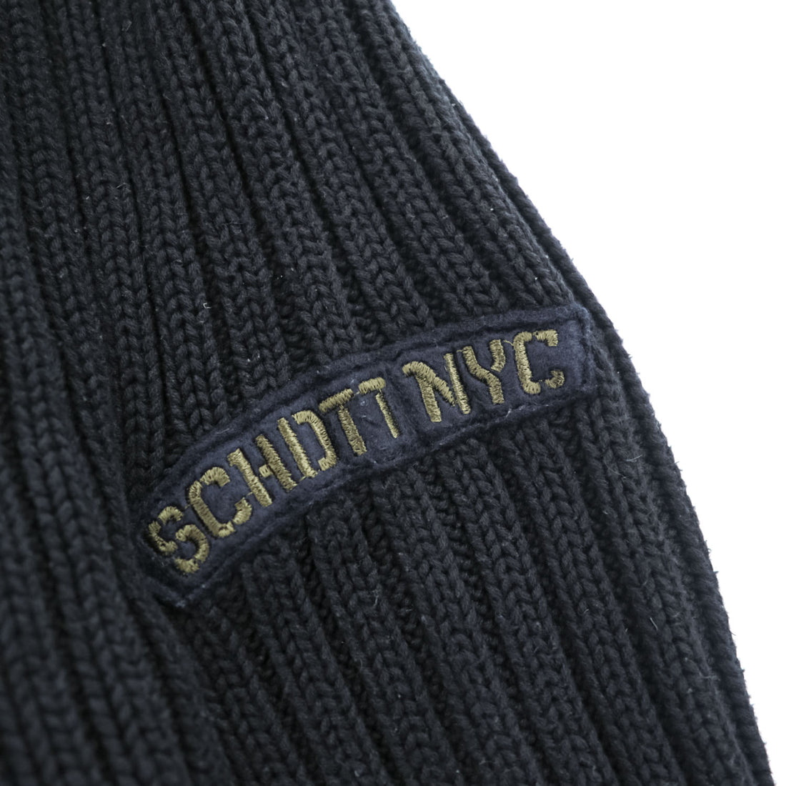 Schott NYC コットン リブニット ラグラン セーター M ブラック GANGSTAR 3