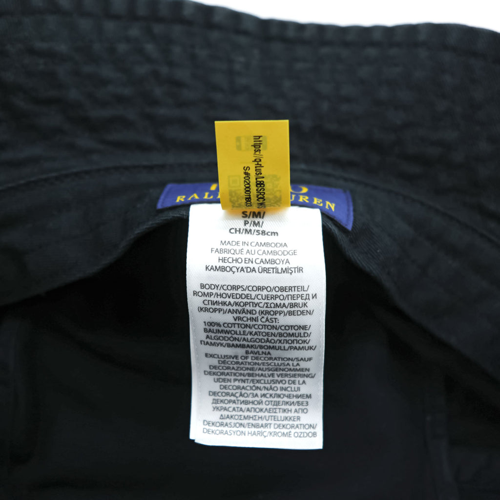 Polo Ralph Lauren Polo Bear Embroidered Cotton Twill Bucket Hat Black S/M 58cm
