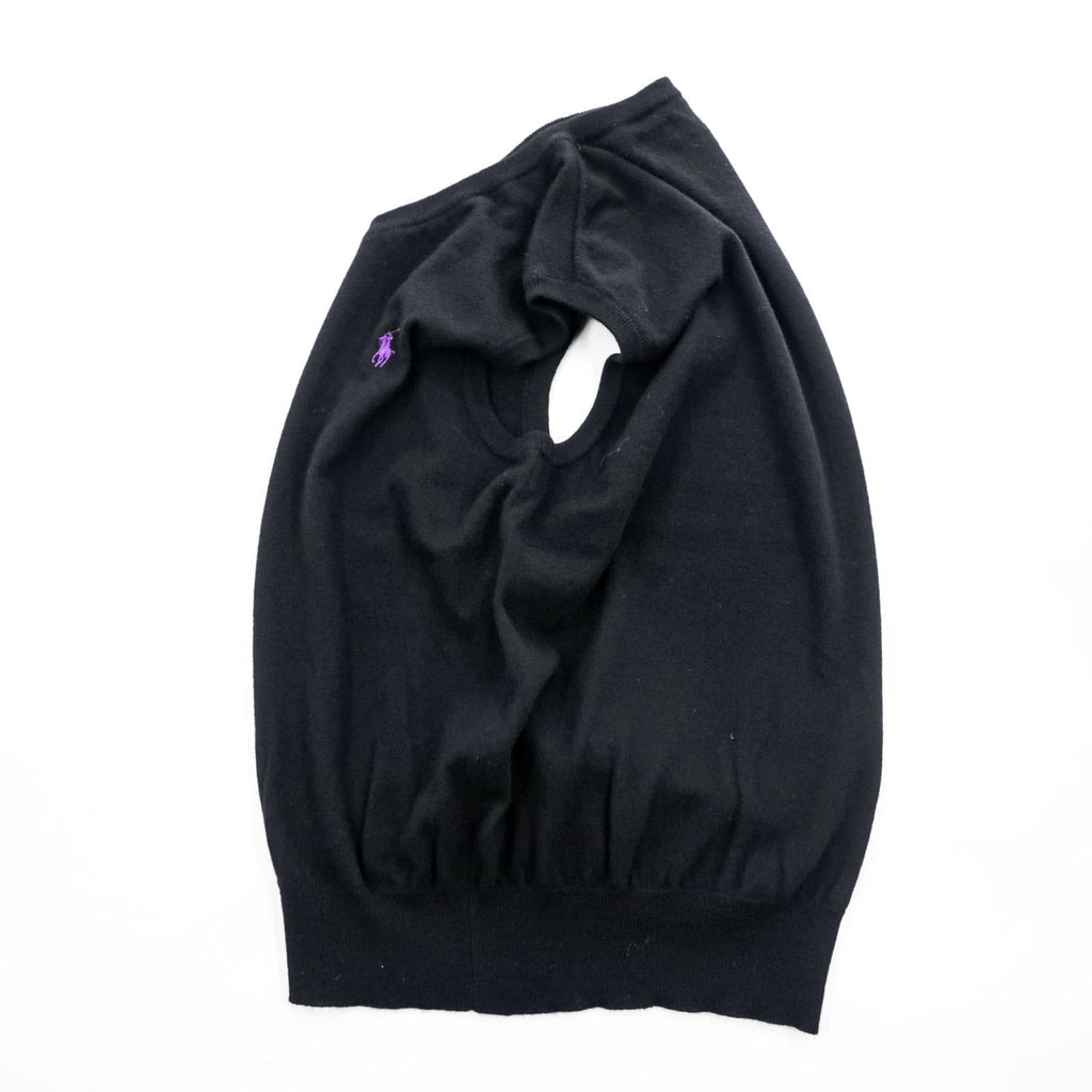 Polo Ralph Lauren 90年代 ヴィンテージ Vネック ニットベスト M ブラック ポニー刺繍 MERINO WOOL