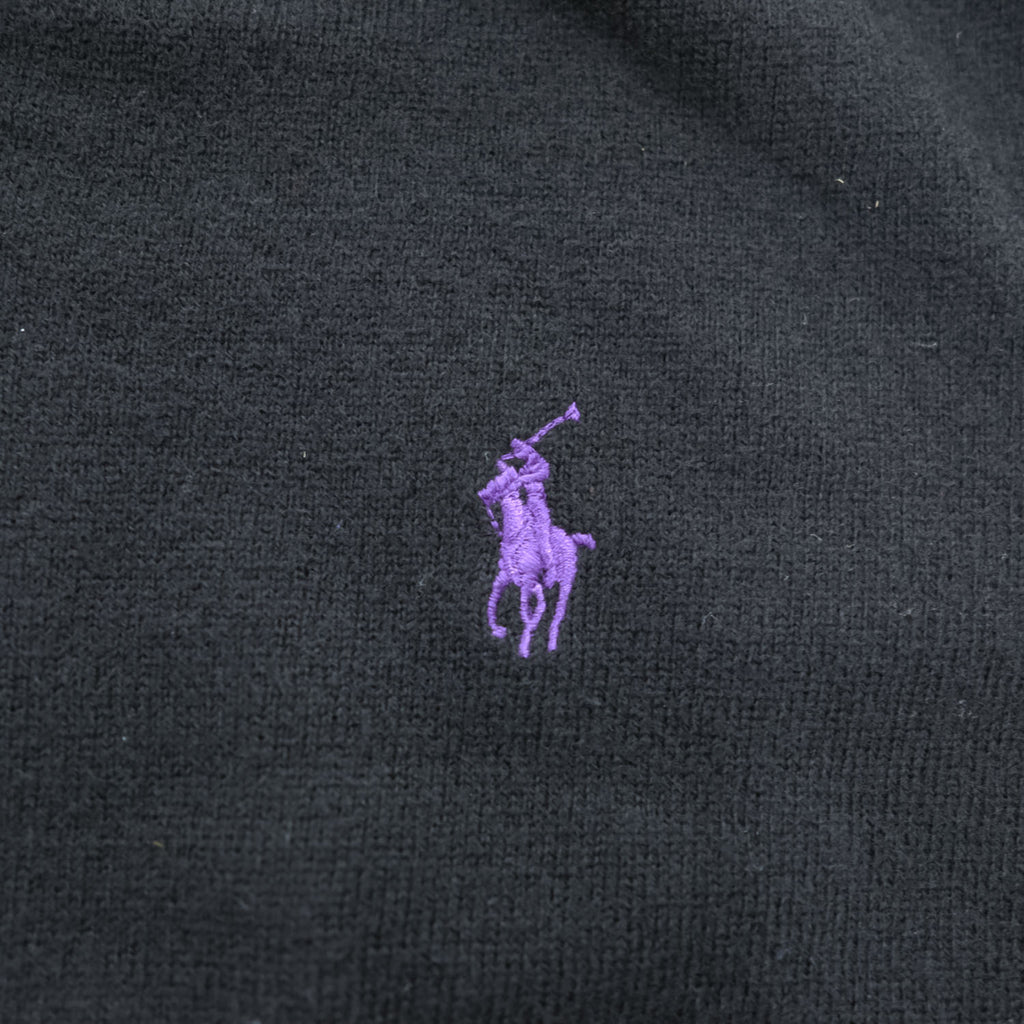 Polo Ralph Lauren 90年代 ヴィンテージ Vネック ニットベスト M ブラック ポニー刺繍 MERINO WOOL