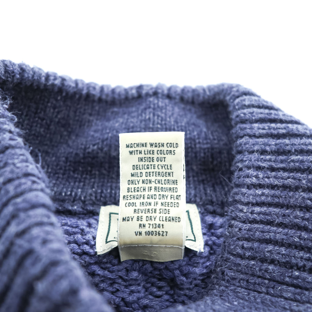 L.L.Bean ケーブル編み ニット セーター XL ブルー ネイビー ビッグサイズ ボーダー モックネック ハーフボタン くるみボタン