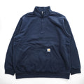 carhartt ハーフジップ スウェット トレーナー XL ネイビー 裏起毛 ビッグサイズ LOOSE FIT TS5294-M