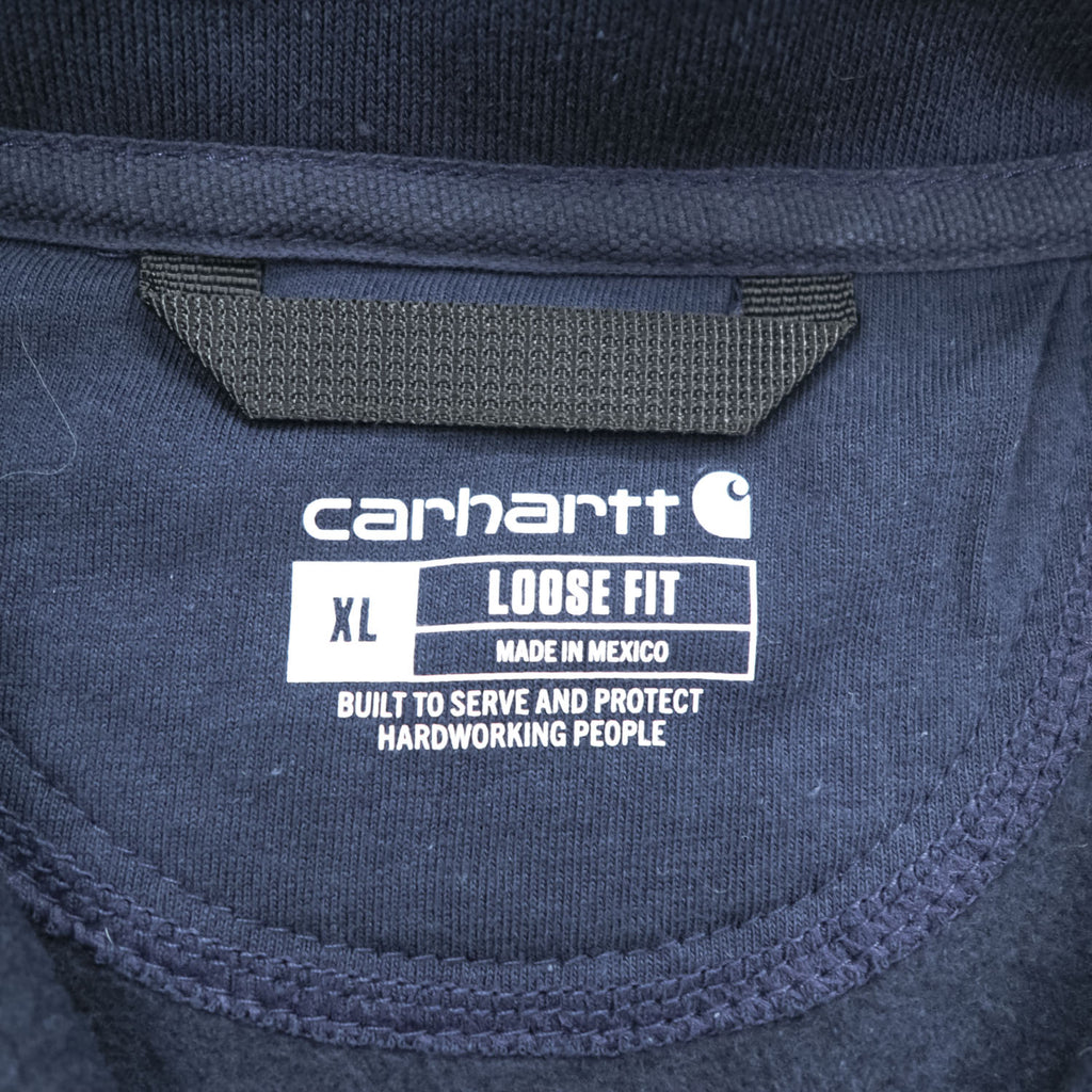 carhartt ハーフジップ スウェット トレーナー XL ネイビー 裏起毛 ビッグサイズ LOOSE FIT TS5294-M