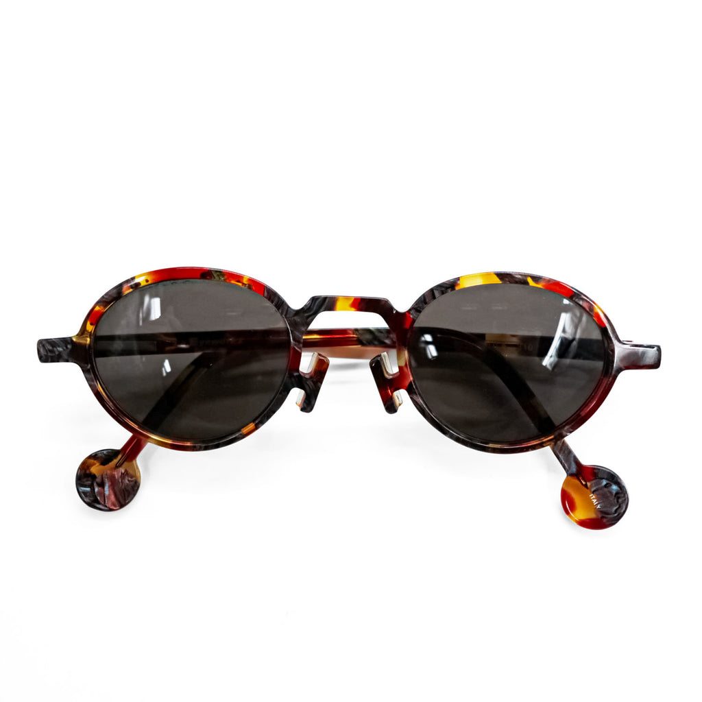 l.a. Eyeworks サングラス ラウンド HULA 310 ブラウン ベッコウ イタリア製