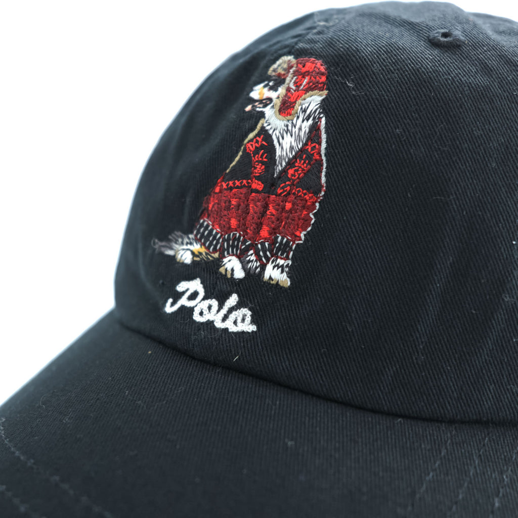 Polo Ralph Lauren 刺繍 コットンツイル キャップ ONE アジャスターベルト ブラック 犬