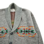 PENDLETON 70年代 ヴィンテージ ショールカラー ニットカーディガン M グレー 白タグ ネイティブ柄