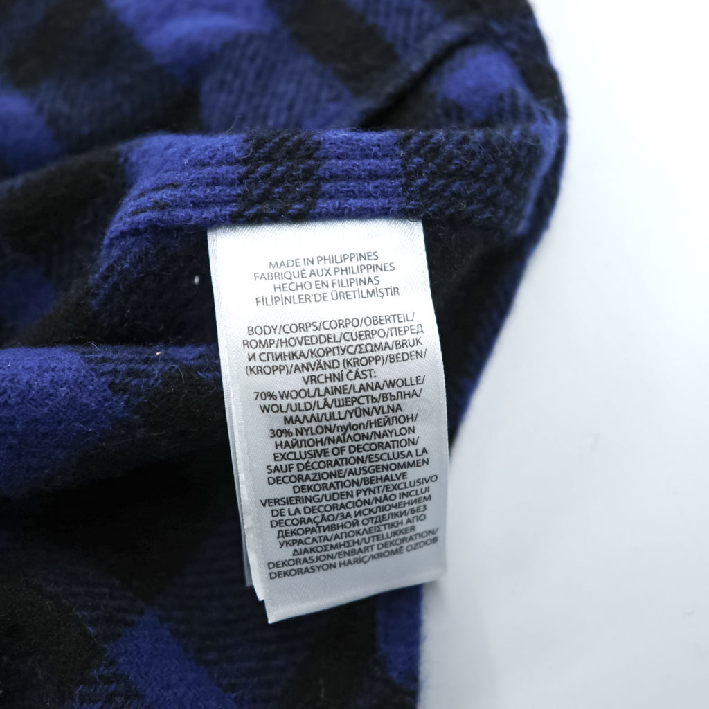 Polo Ralph Lauren ウールチェック シャツジャケット M ブルー ブラック 襟コーデュロイ チンストラップ