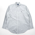 90s Ralph Lauren Yarmouth Gray Plaid Button-Down Long Sleeve Shirt 15 1/2-34/35