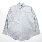 90s Ralph Lauren Yarmouth Gray Plaid Button-Down Long Sleeve Shirt 15 1/2-34/35
