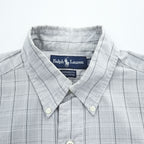 90s Ralph Lauren Yarmouth Gray Plaid Button-Down Long Sleeve Shirt 15 1/2-34/35
