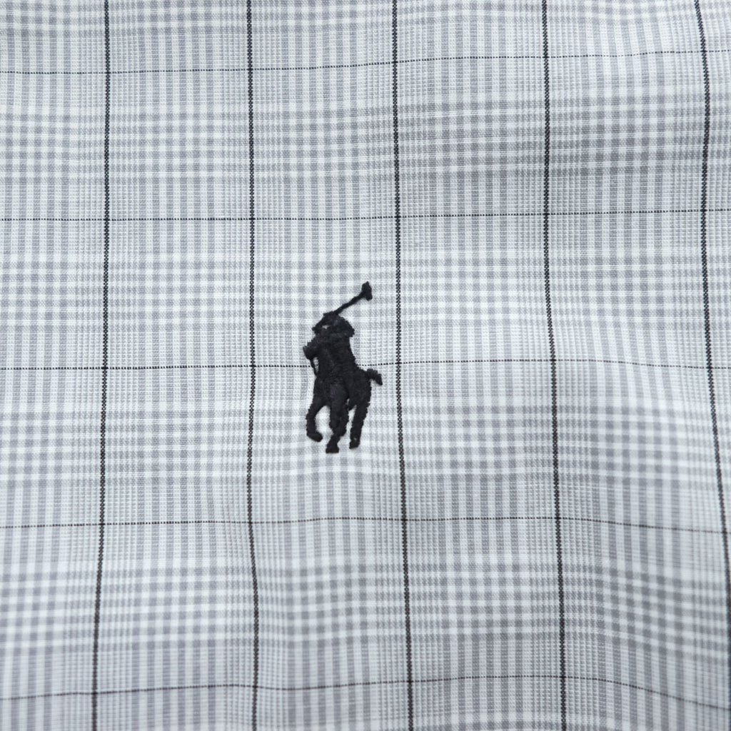 90s Ralph Lauren Yarmouth Gray Plaid Button-Down Long Sleeve Shirt 15 1/2-34/35
