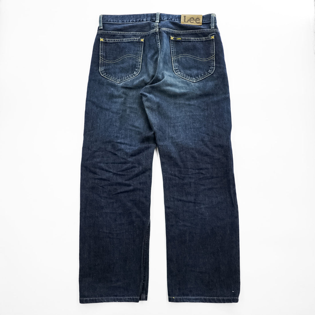 Lee 日本製 デニムパンツ ジーンズ L インディゴ ブルー RIDERS ジッパーフライ レザーパッチ LEE-382
