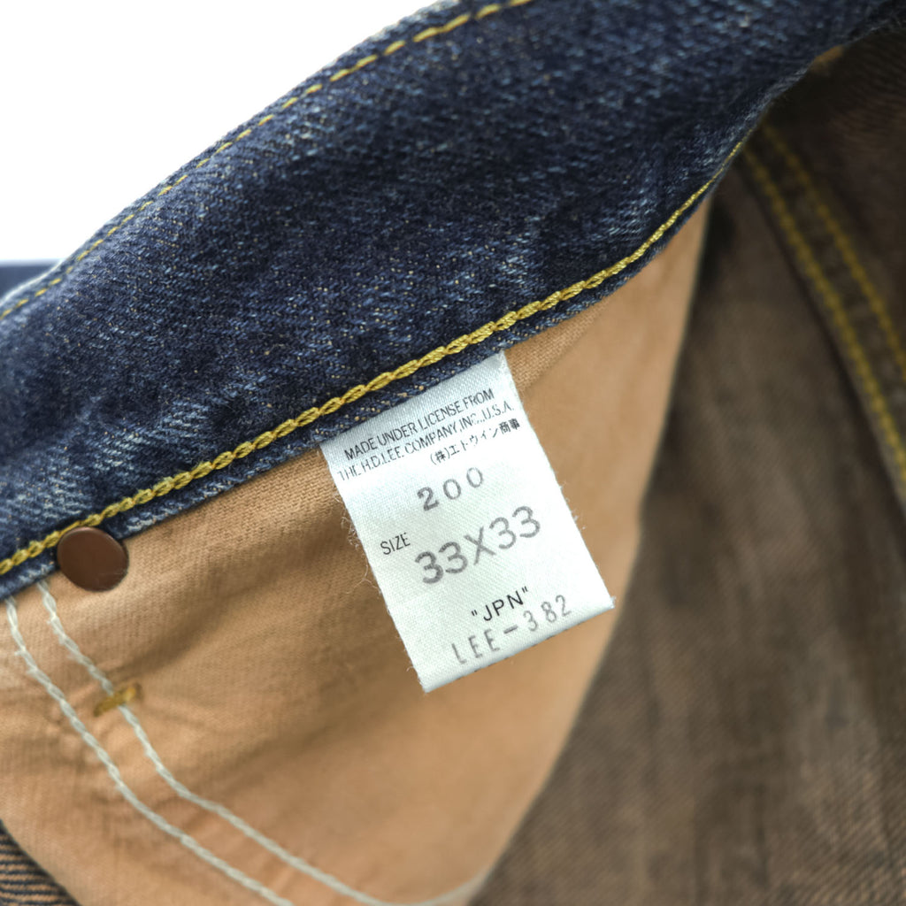 Lee 日本製 デニムパンツ ジーンズ L インディゴ ブルー RIDERS ジッパーフライ レザーパッチ LEE-382