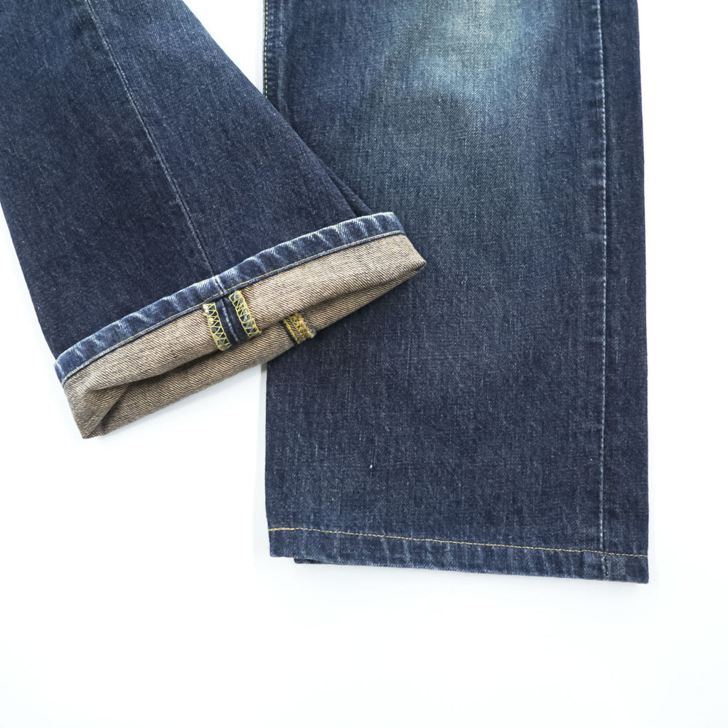 Lee 日本製 デニムパンツ ジーンズ L インディゴ ブルー RIDERS ジッパーフライ レザーパッチ LEE-382