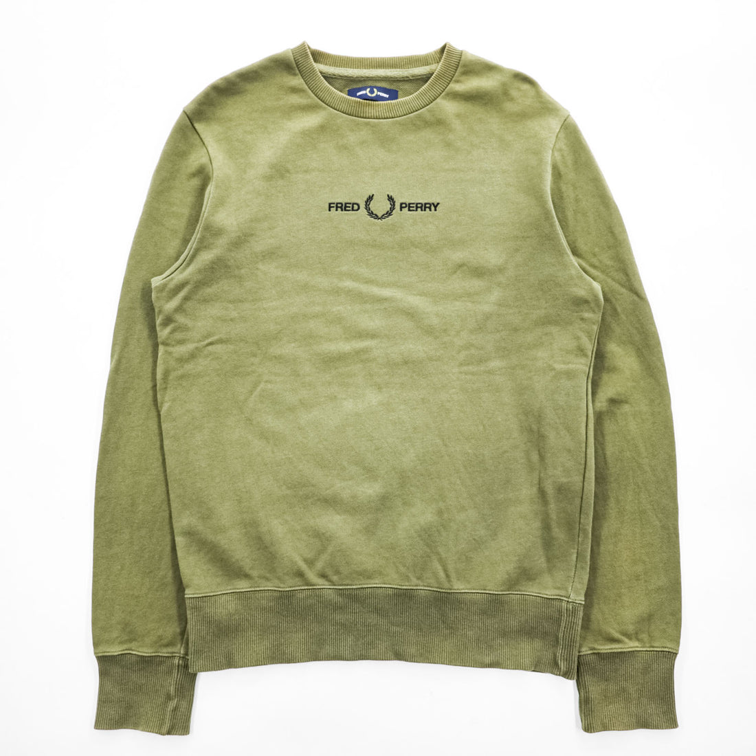 FRED PERRY クルーネック スウェット トレーナー S グリーン 刺繍 M2644