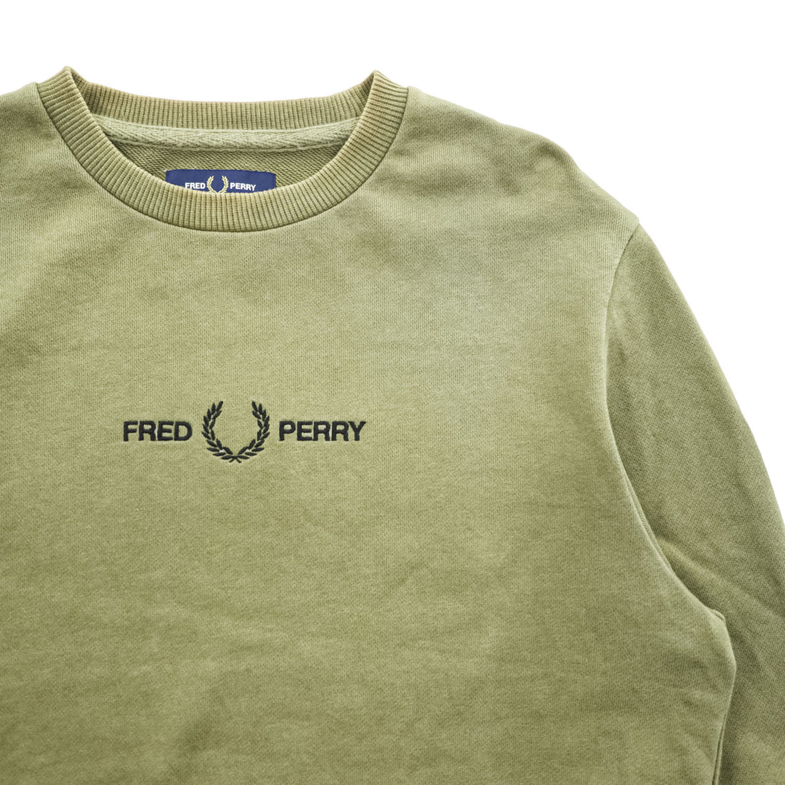FRED PERRY クルーネック スウェット トレーナー S グリーン 刺繍 M2644