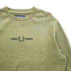 FRED PERRY クルーネック スウェット トレーナー S グリーン 刺繍 M2644