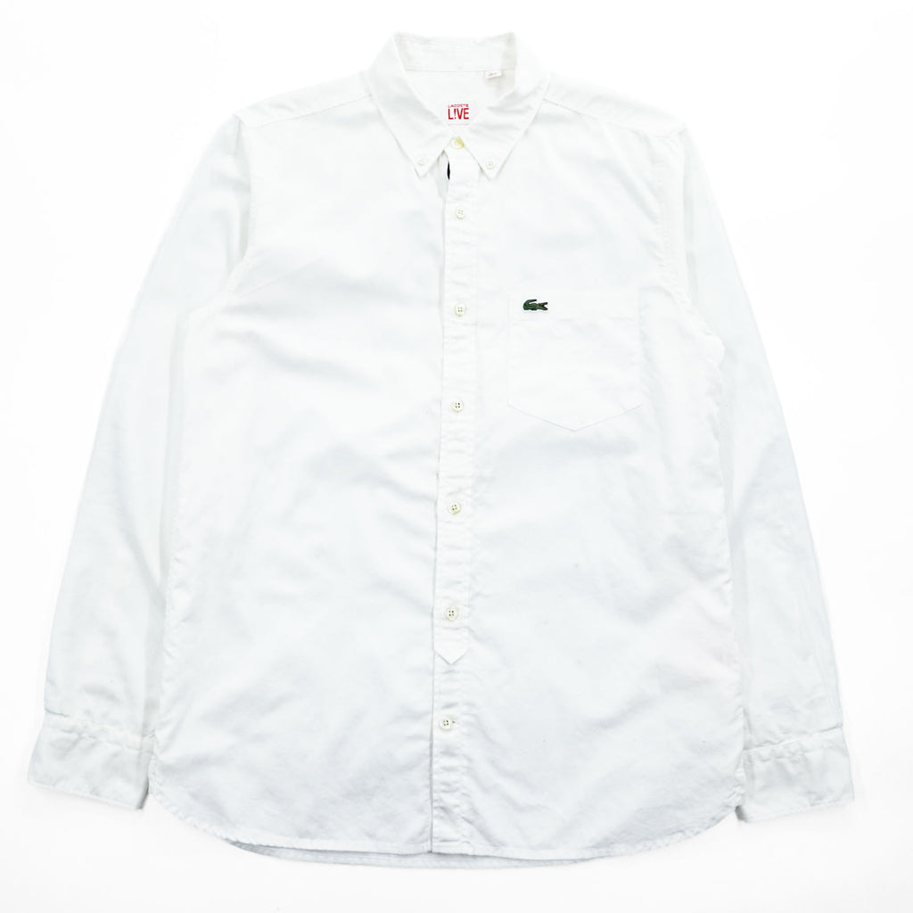 LACOSTE 長袖オックスフォード ボタンダウンシャツ M ホワイト CH5922