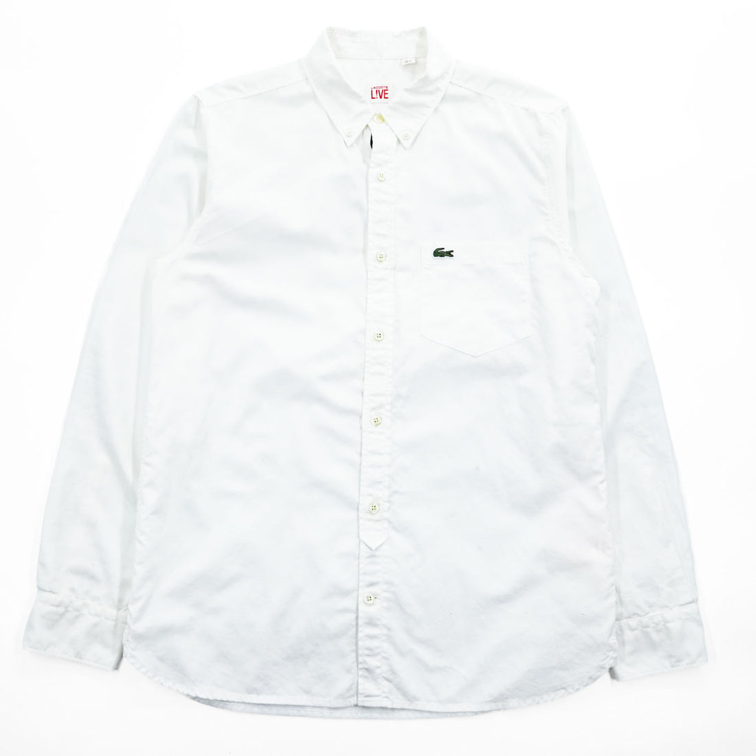 LACOSTE 長袖オックスフォード ボタンダウンシャツ M ホワイト CH5922