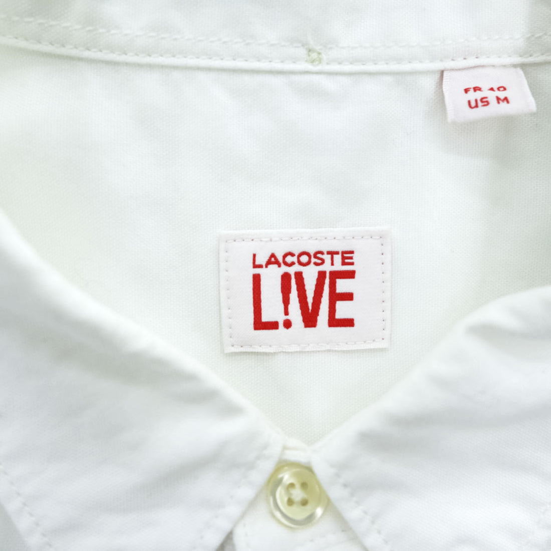 LACOSTE 長袖オックスフォード ボタンダウンシャツ M ホワイト CH5922