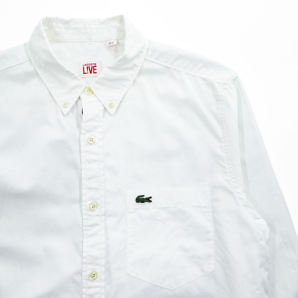 LACOSTE 長袖オックスフォード ボタンダウンシャツ M ホワイト CH5922