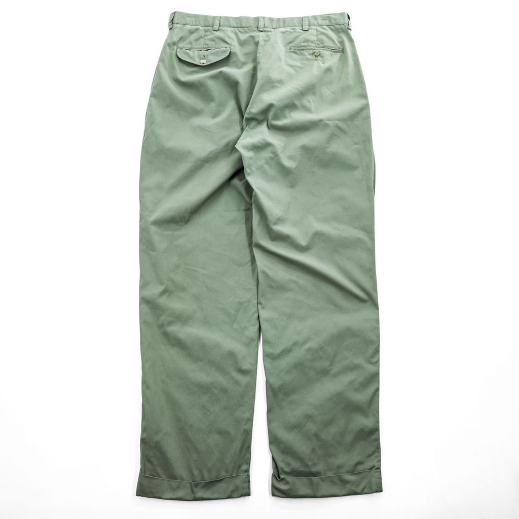 Polo Ralph Lauren 90年代  2タック ワイド チノパンツ HAMMOND PANT グリーン プリーツ ダブルカフス ポロチノ