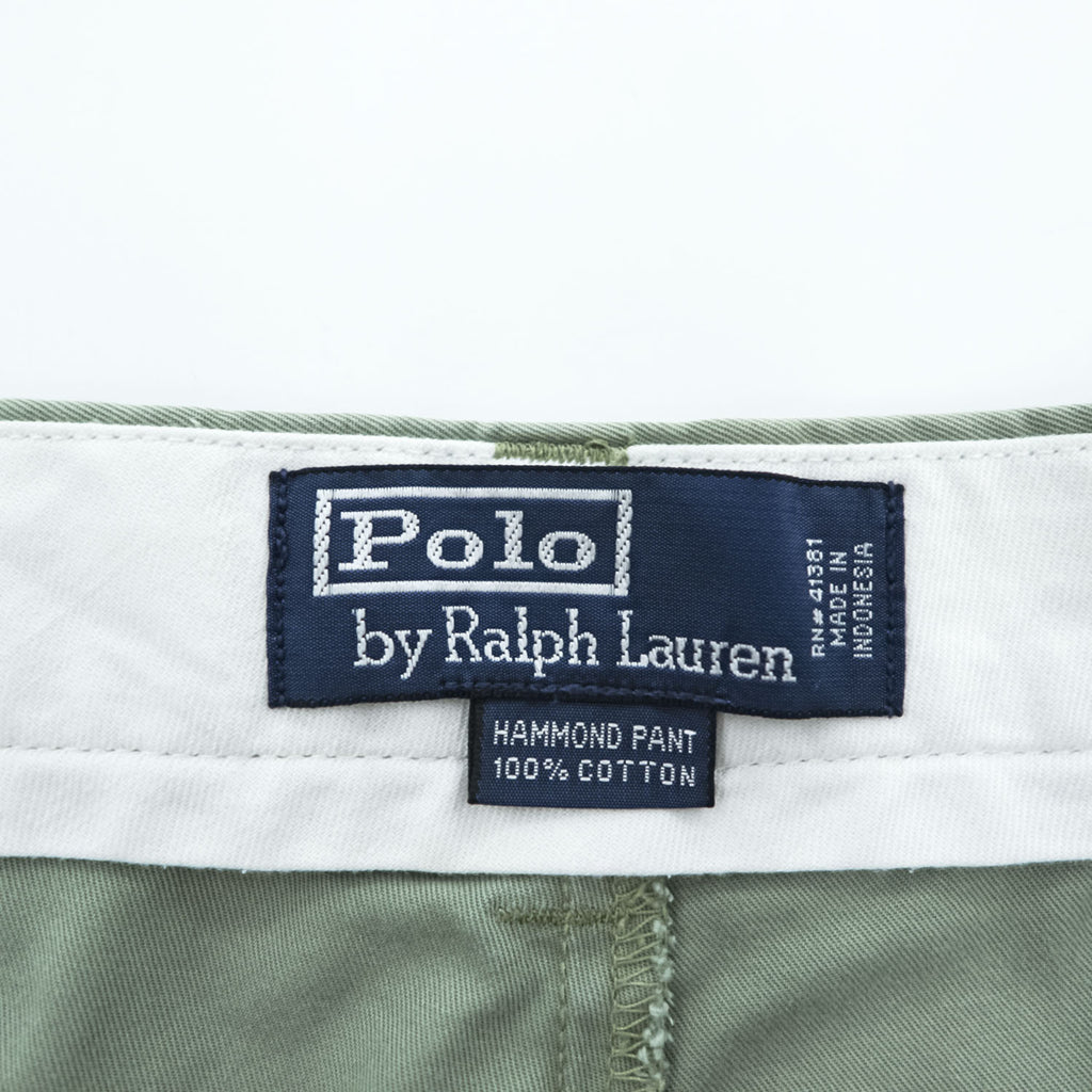 Polo Ralph Lauren 90年代  2タック ワイド チノパンツ HAMMOND PANT グリーン プリーツ ダブルカフス ポロチノ