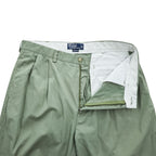 Polo Ralph Lauren 90年代  2タック ワイド チノパンツ HAMMOND PANT グリーン プリーツ ダブルカフス ポロチノ