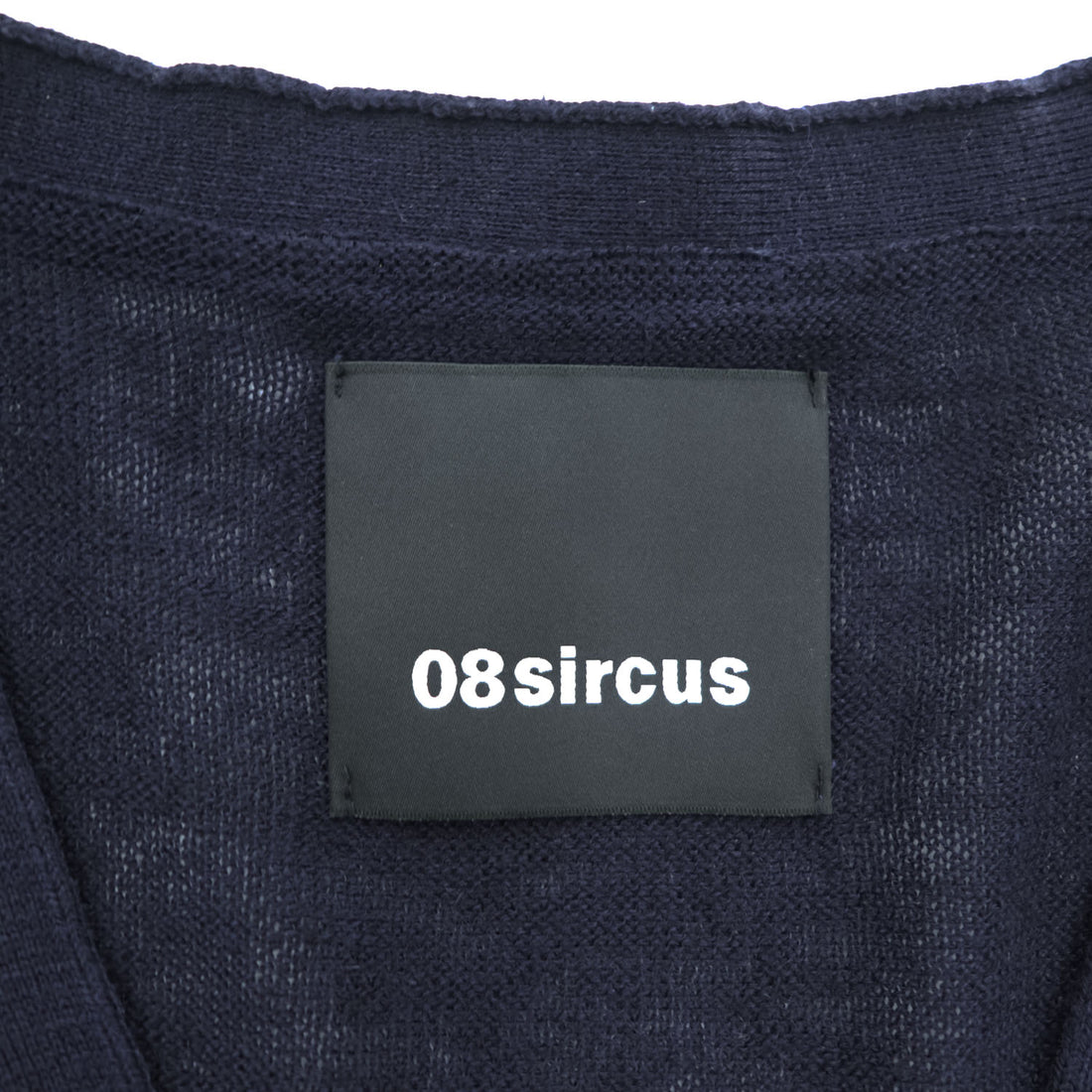 08sircus 日本製 クレイジーパターン ニット カーディガン M ネイビー チェック ペイズリー 切替 14SM-KN04
