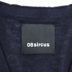 08sircus 日本製 クレイジーパターン ニット カーディガン M ネイビー チェック ペイズリー 切替 14SM-KN04