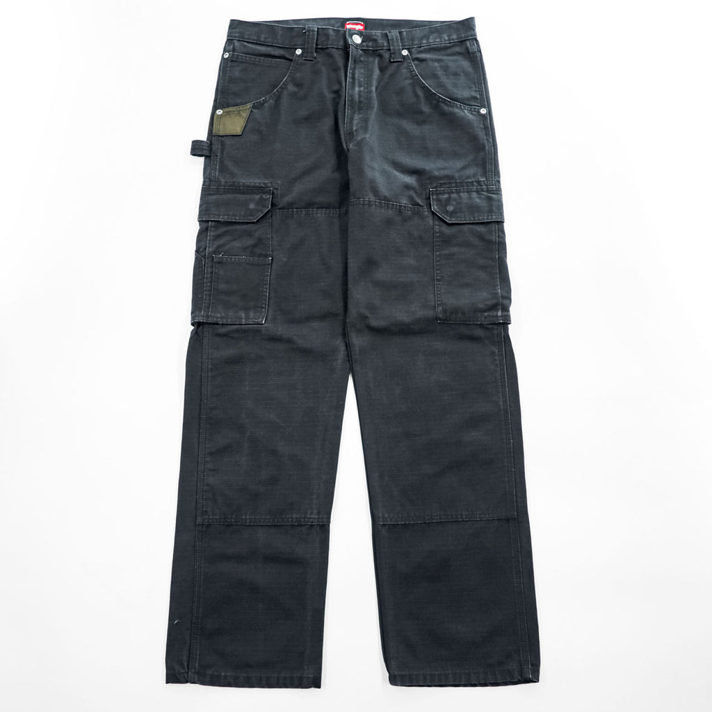 Wrangler WORKWEAR カーゴ ワークパンツ M ブラック リップストップ ダブルニー 10WMWR1BL