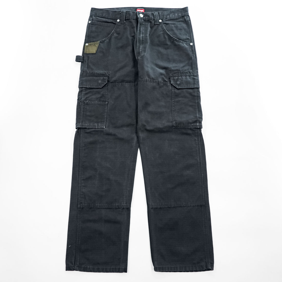 Wrangler WORKWEAR カーゴ ワークパンツ M ブラック リップストップ ダブルニー 10WMWR1BL