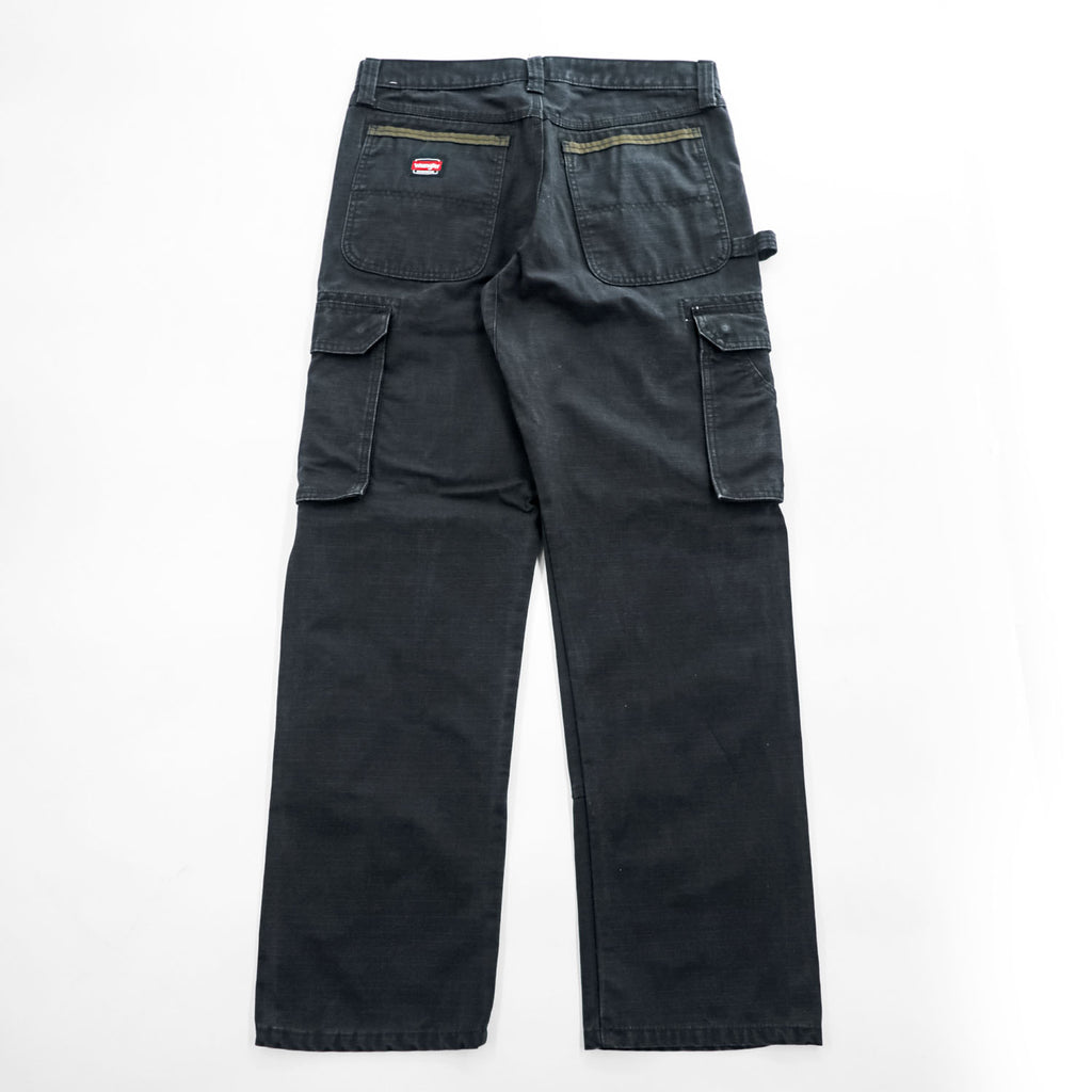 Wrangler WORKWEAR カーゴ ワークパンツ M ブラック リップストップ ダブルニー 10WMWR1BL