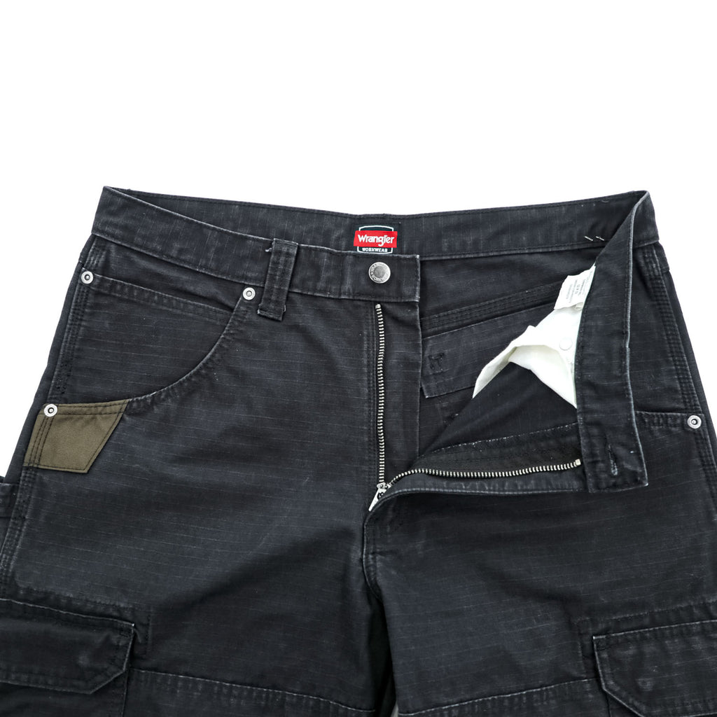 Wrangler WORKWEAR カーゴ ワークパンツ M ブラック リップストップ ダブルニー 10WMWR1BL