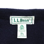 L.L.Bean 80年代 ヴィンテージ ラムウール Vネック ニット セーター XL ネイビー アイルランド製 羊毛 J656