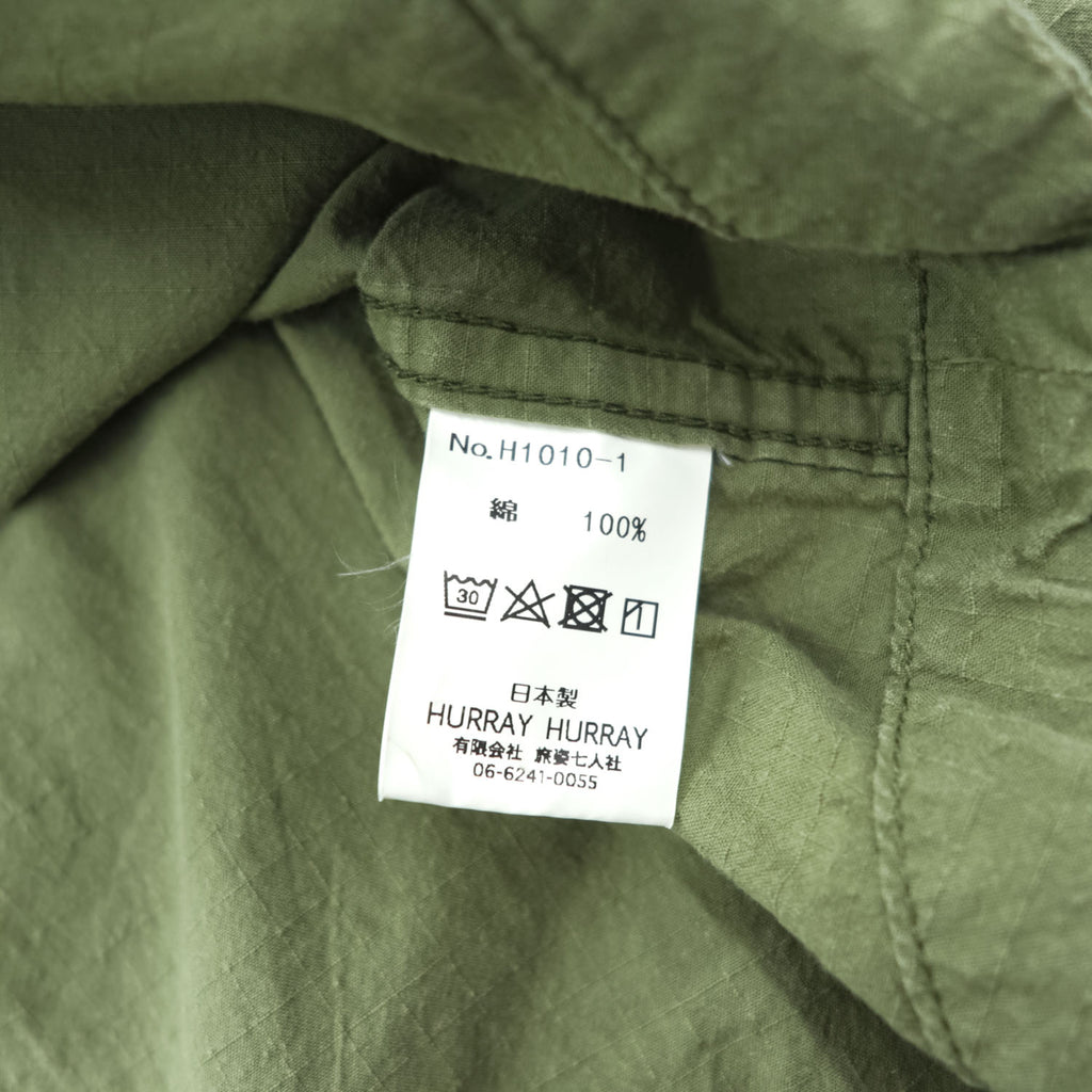 HURRAY HURRAY 日本製 リップストップ 長袖シャツ ジャケット L カーキ スナップボタン H1010-1