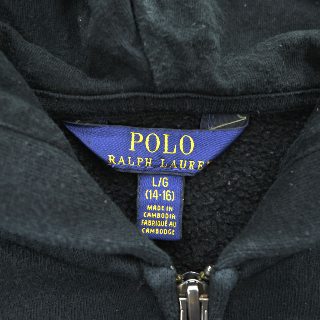 Polo Ralph Lauren フルジップパーカー L ブラック 裏起毛 スモールポニー ロゴ 刺繍 フロントポケット