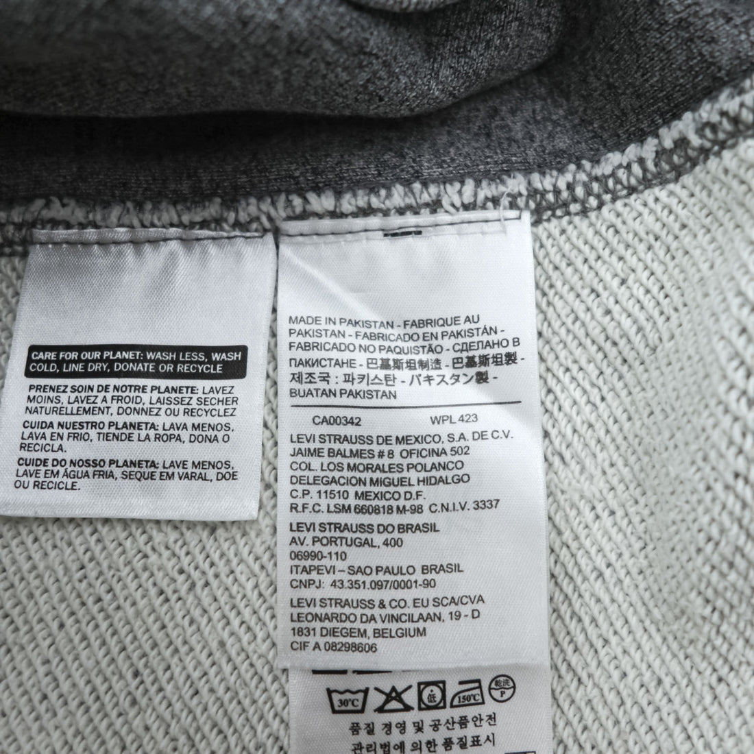 Levi's 前V クルーネック スウェット トレーナー M グレー 15805-0003