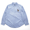 Ralph Lauren 90年代 ヴィンテージ 長袖 オックスフォードシャツ XL ブルー CUSTOM FIT ビッグポニー ボタンダウン
