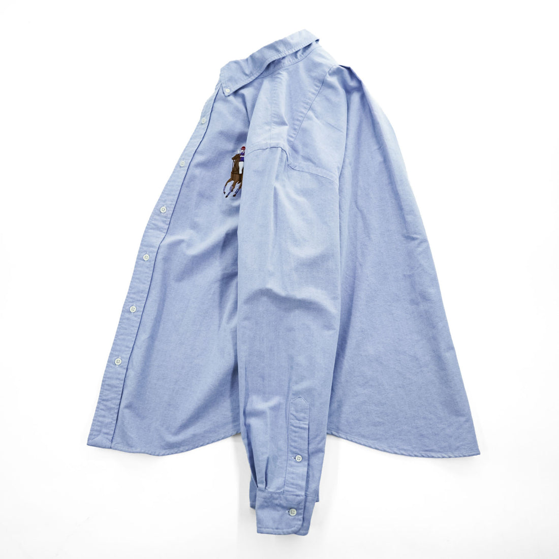 Ralph Lauren 90年代 ヴィンテージ 長袖 オックスフォードシャツ XL ブルー CUSTOM FIT ビッグポニー ボタンダウン