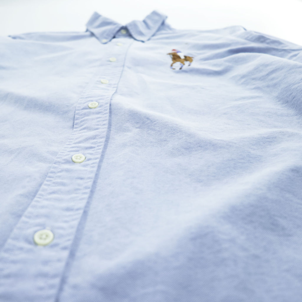 Ralph Lauren 90年代 ヴィンテージ 長袖 オックスフォードシャツ XL ブルー CUSTOM FIT ビッグポニー ボタンダウン