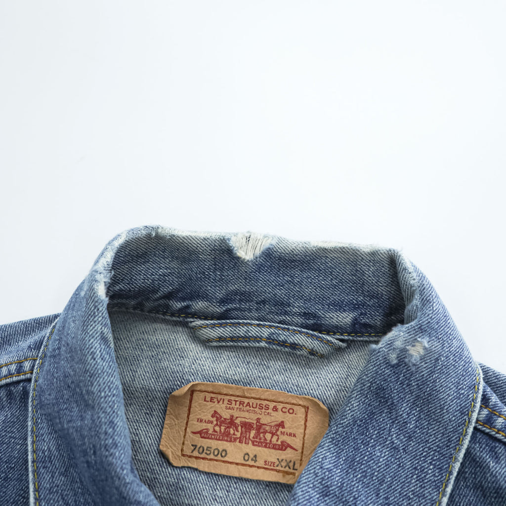 Levi's 00年代 ヴィンテージ デニムジャケット Gジャン XXL バックペイント LAST GANG IN TOWN ユーロリーバイス 70500 04