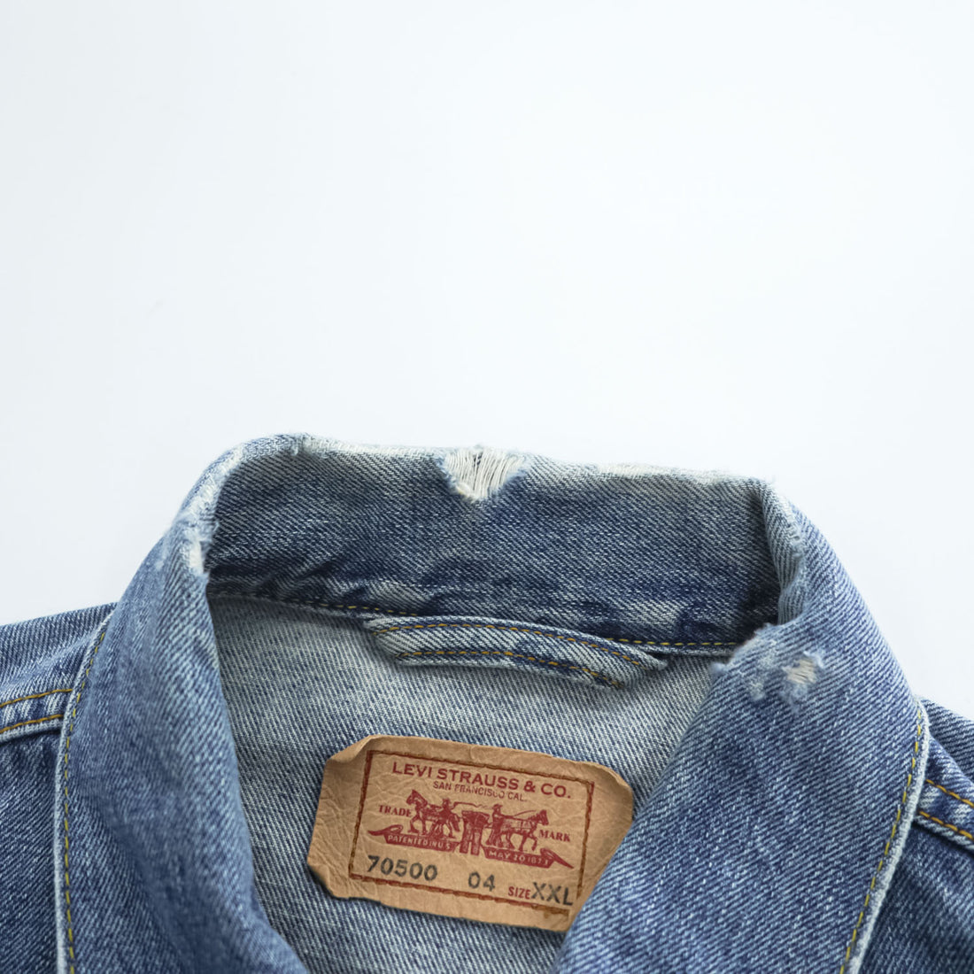 Levi's 00年代 ヴィンテージ デニムジャケット Gジャン XXL バックペイント LAST GANG IN TOWN ユーロリーバイス 70500 04