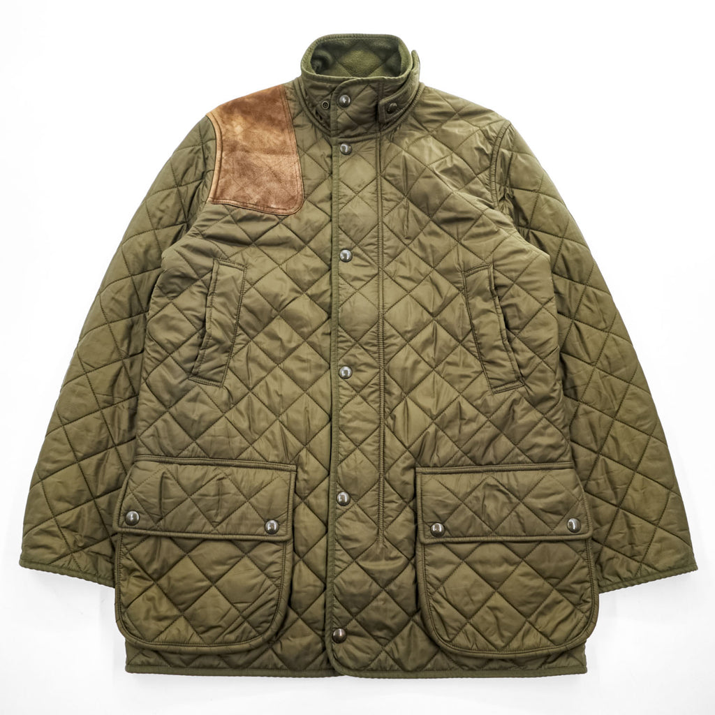 Polo Ralph Lauren 90年代 ヴィンテージ キルティングジャケット L レザーショルダーパッチ チンストラップ